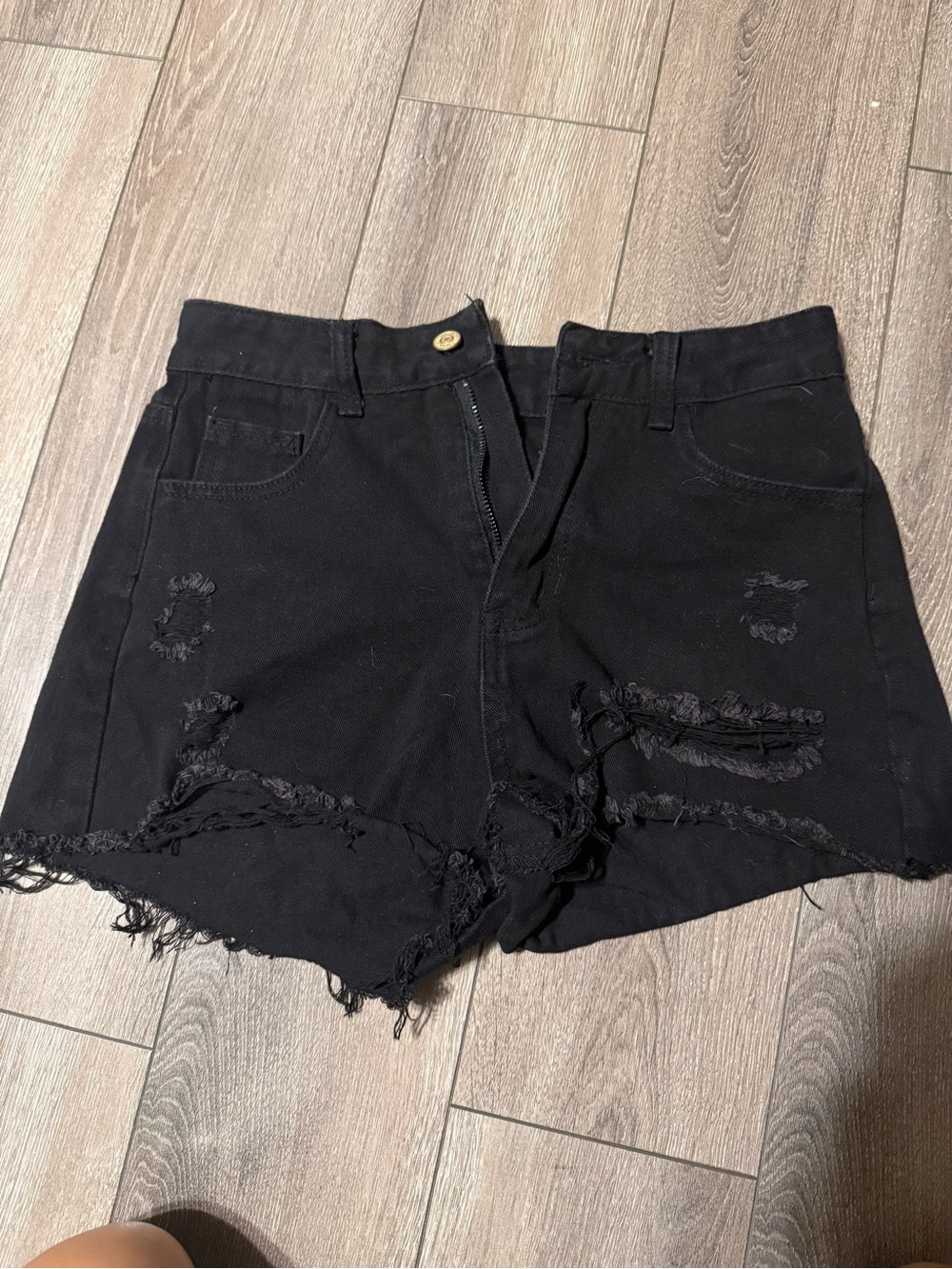 Hi Rise Black Denim Shorts